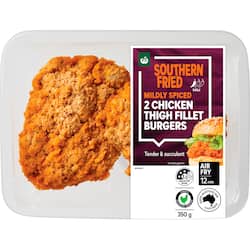 Woolworths Southern Style Buttermilk Chicken Thigh Fillet Burgers 350g