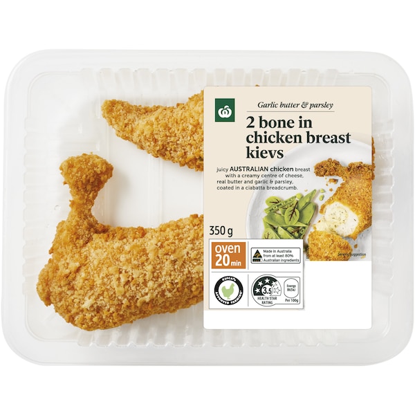 Woolworths Bone In Chicken Breast Kyiv With Garlic Butter & Parsley 350G