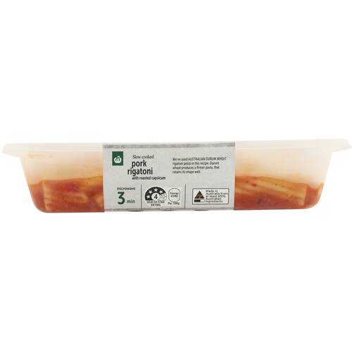 Woolworths Slow Cooked Pork Rigatoni With Roasted Capsicum 350g bunch