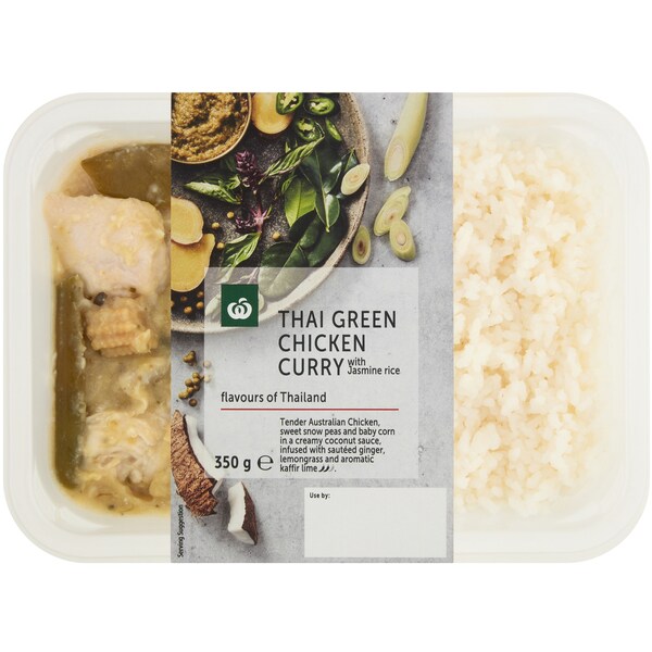Woolworths Thai Green Chicken Curry With Jasmine Rice Chilled Meal 350g
