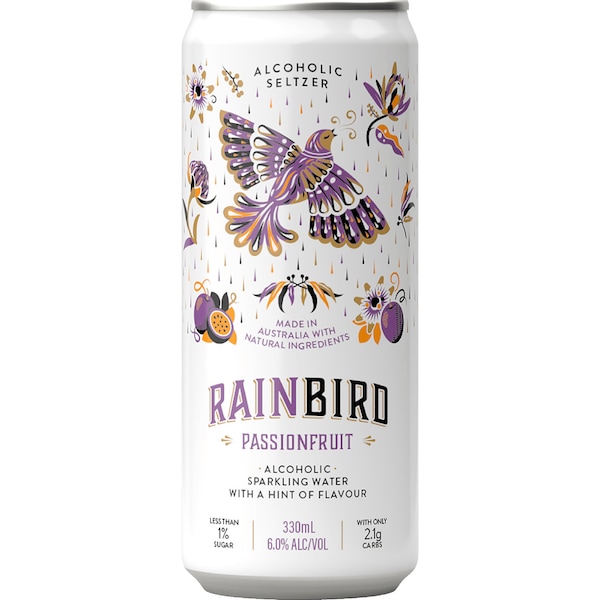Rainbird Passionfruit Alcoholic Seltzer Can 330mL