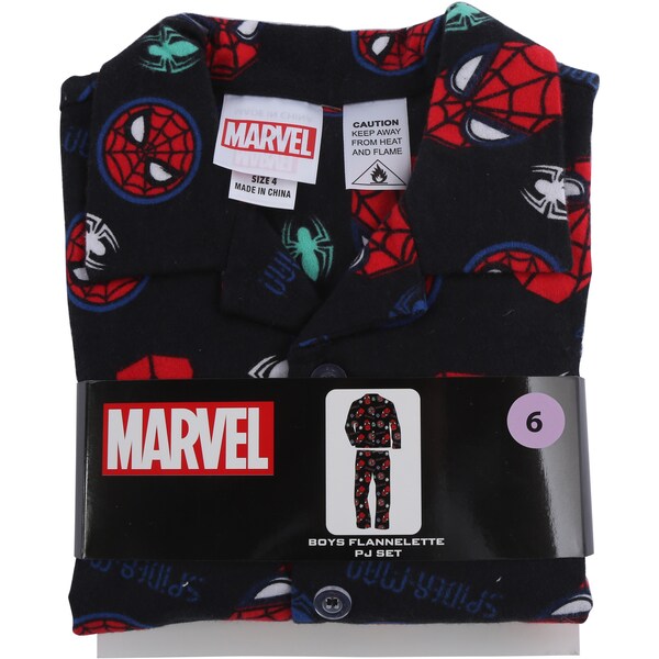 Marvel Spiderman Flannel Boys Pyjamas Size 6 Each