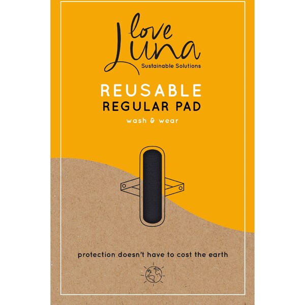 Love Luna Reusable Regular Pad Black Onesize Each