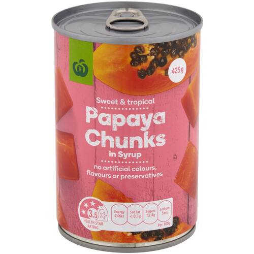 Woolworths Papaya Chunks In Syrup 425g bunch