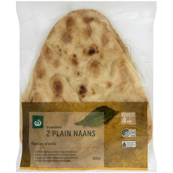 Woolworths Plain Naans 2 Pack