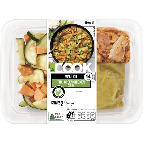Woolworths Cook Meal Kit Thai Green Chicken Curry 450g