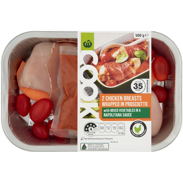 Woolworths Cook 2 Chicken Breasts In Prosciutto & Napolitana Sauce 500g