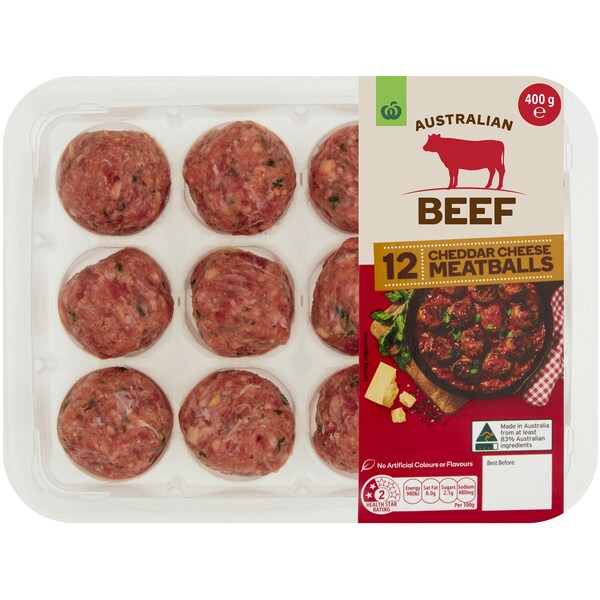 Woolworths Beef & Cheddar Cheese Meatballs 400g