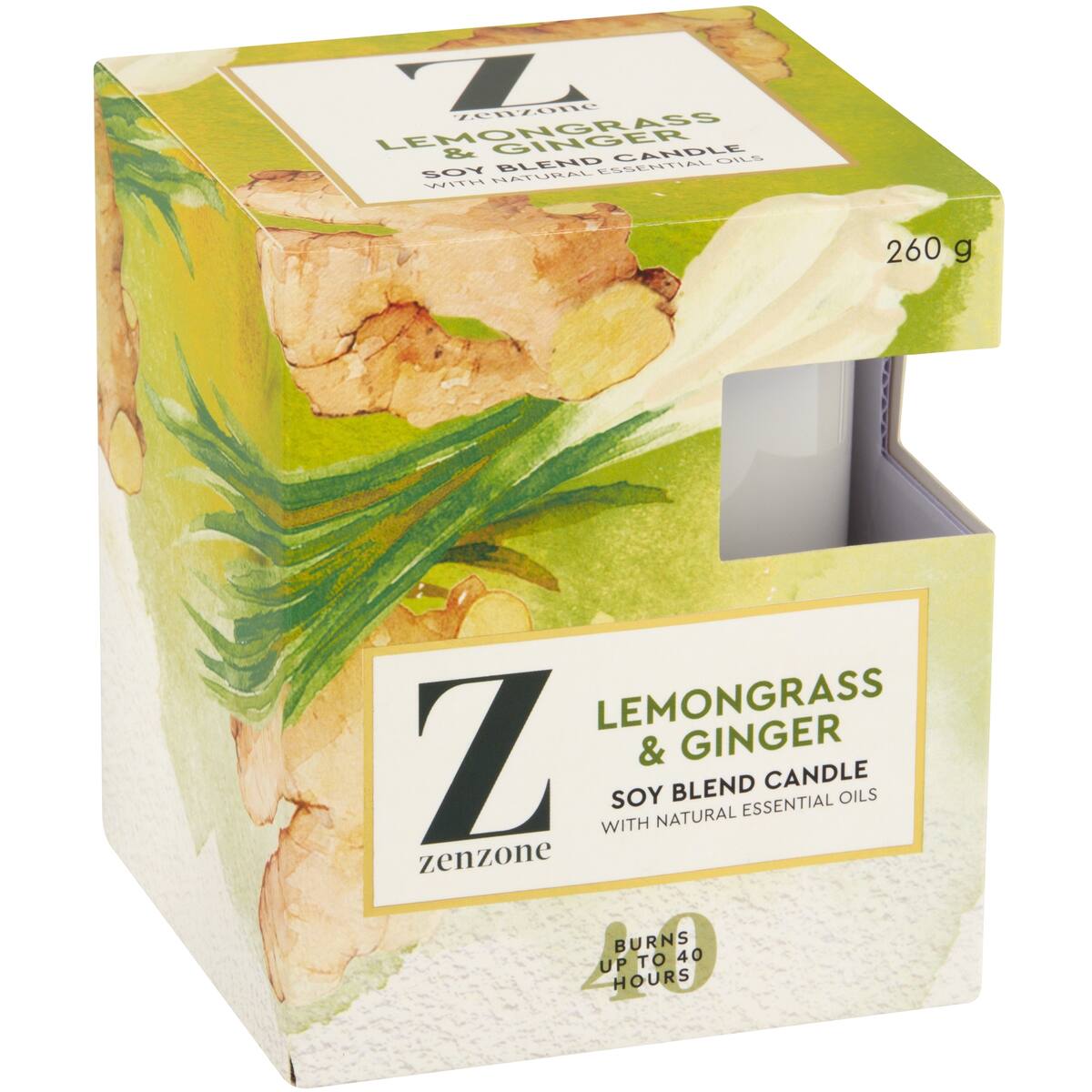 ZenZone Premium Candle Lemongrass and Ginger 260g bunch