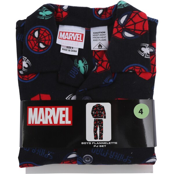 Marvel Spiderman Flannel Boys Pyjamas Size 4 Each