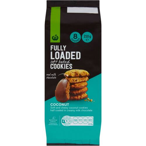 Woolworths Choc Coconut Soft Baked Cookie 210g bunch