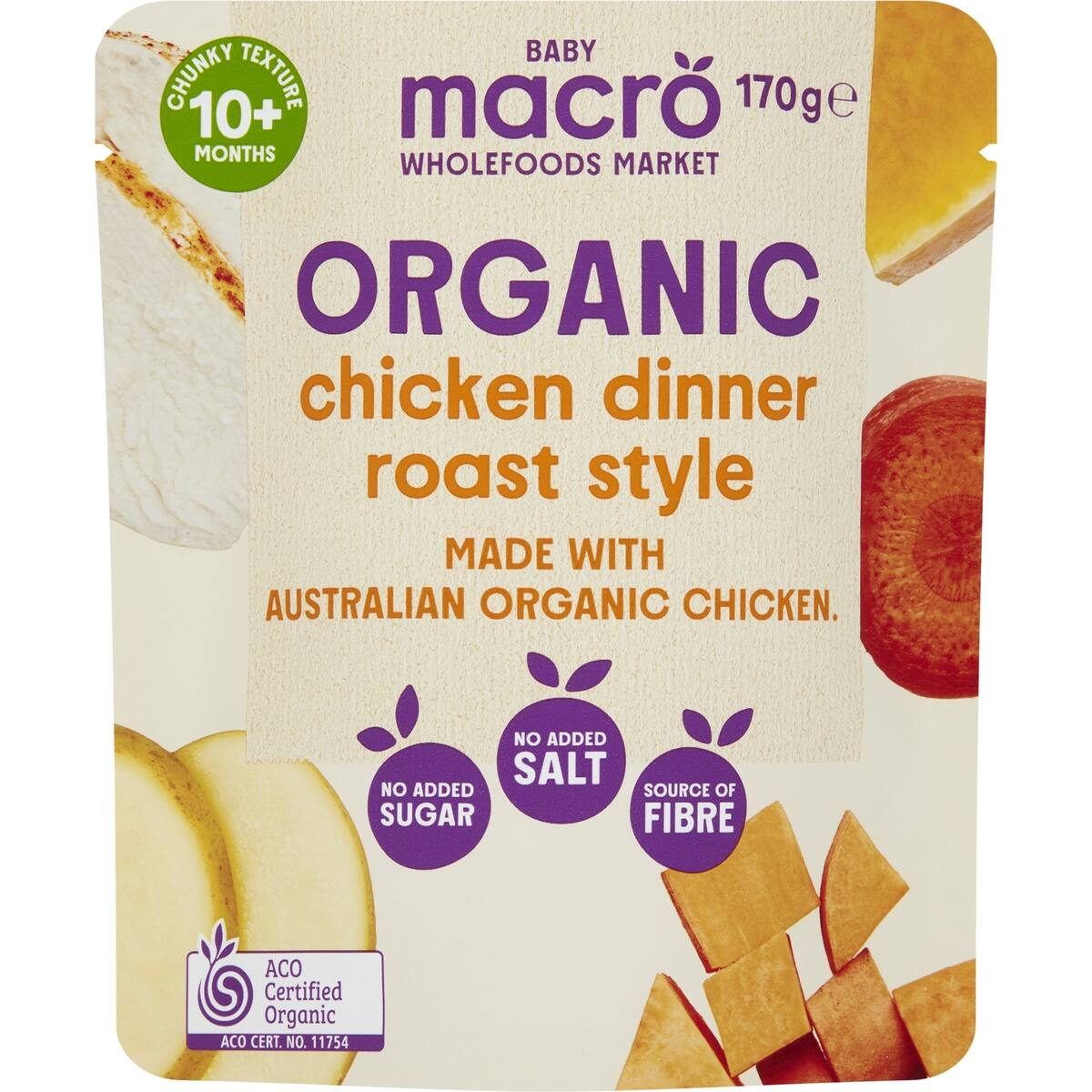 Macro Baby Organic Chicken Dinner Roast Style 10+ Months 170g bunch