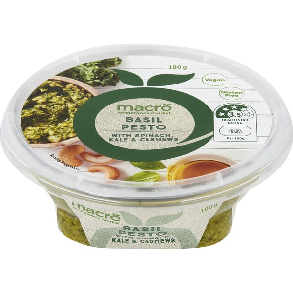 Macro Basil Pesto With Spinach, Kale & Cashews 180g