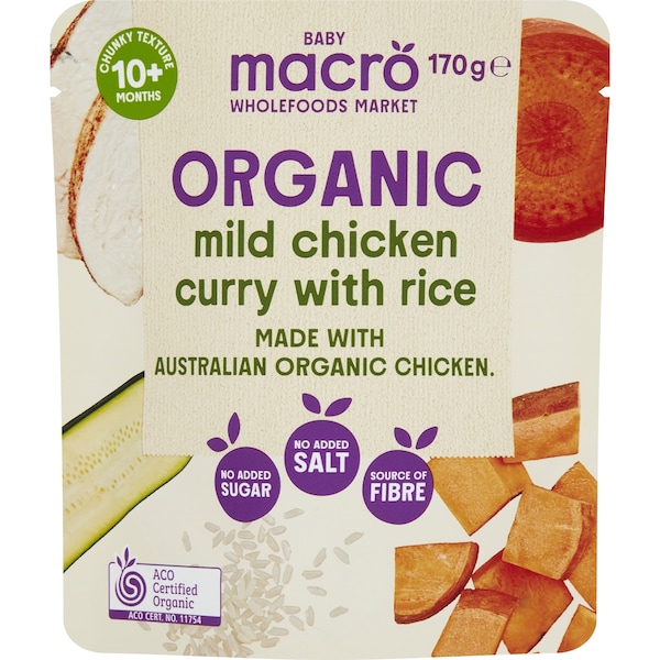 Macro Baby Organic Mild Chicken Curry With Rice 10+ Months 170g