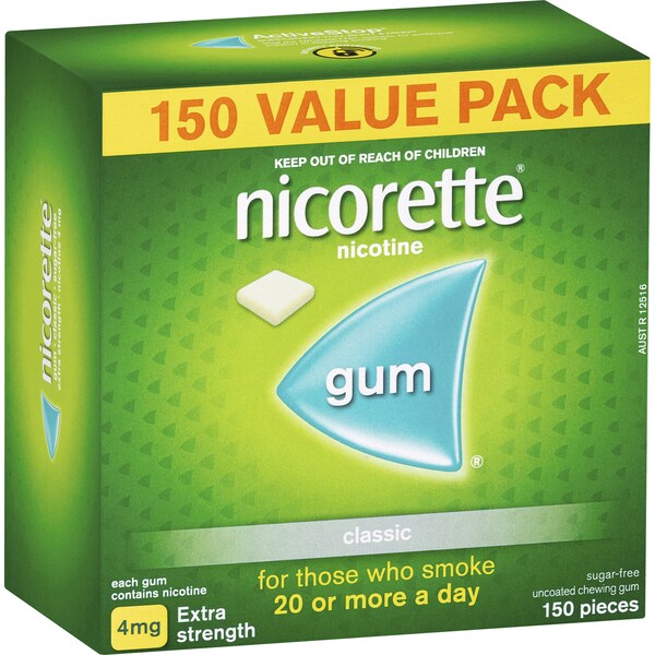 Nicorette Quit Smoking Extra Strength Nicotine Gum Classic 150 pack