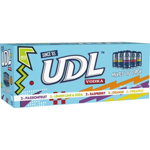 UDL Vodka Mixed Cans 375mL x10 Pack