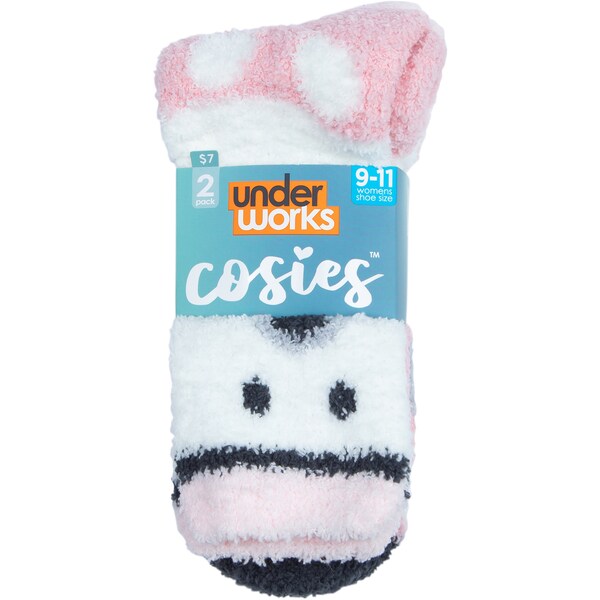 Underworks Ladies Cosies Marshmallow Crew Bear Size 9-11 2 pack