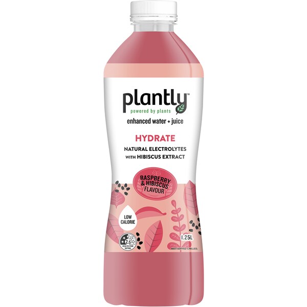 Plantly Hydrate Enhanced Water & Juice Raspberry & Hibiscus 1.25L