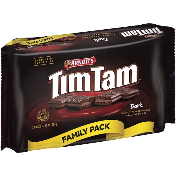 Arnotts Tim Tam Chocolate Biscuits Dark Family Pack 365G