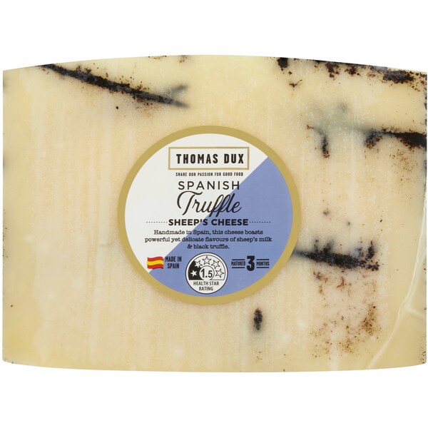 Thomas Dux Spanish Truffle Sheep's Cheese From The Deli per 100g