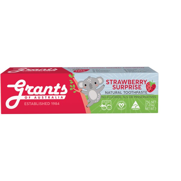 Grants Of Australia Kids Natural Toothpaste Strawberry Surprise 75g