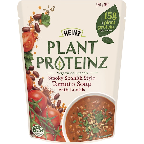 Heinz Plant Proteinz Smoky Spanish Style Tomato Soup With Lentils 330g
