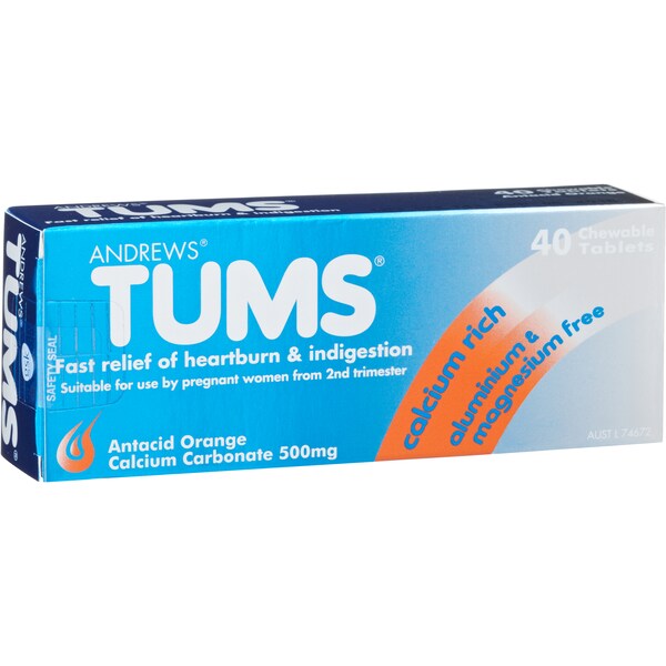 Andrews Tums Tabletsantacid Orange 40pk