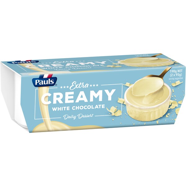 Pauls Extra Creamy White Chocolate Dairy Dessert 95gx 2 Pack