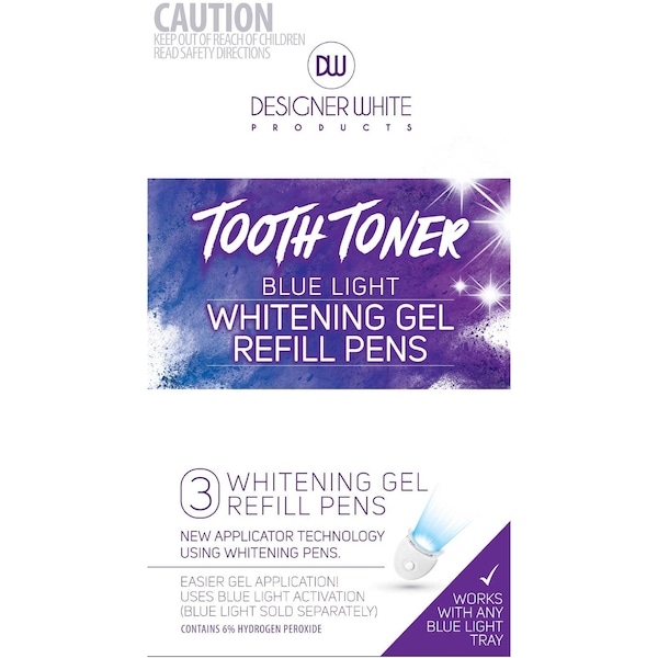 Designer White Tooth Toner Whitening Gel Refill Pens 3 pack