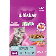 Whiskas Kitten 2-12 Months Dry Cat Food Chicken & Tuna Flavours
