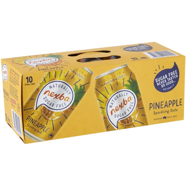 Nexba Pineapple Sugar-Free Sparkling Soda Cans 375mL x 10 pack