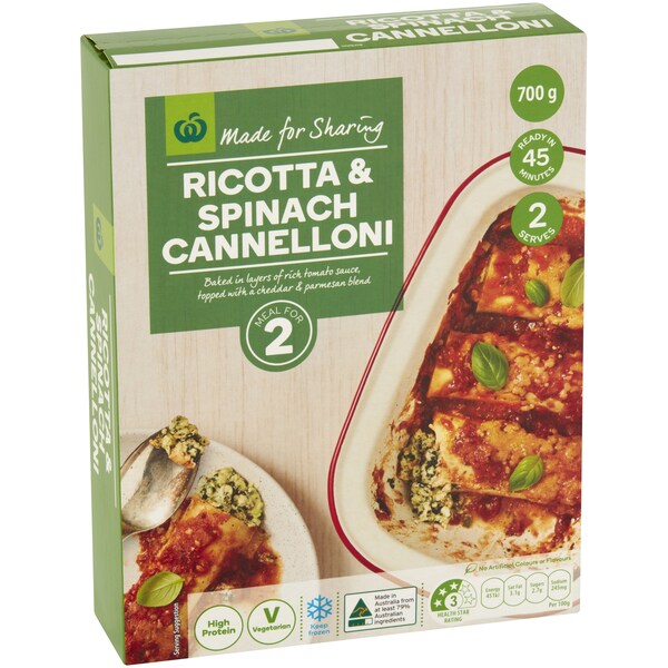 Woolworths Spinach & Ricotta Cannelloni 700g