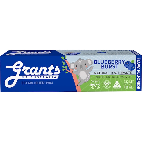 Grants Of Australia Kids Natural Low Fluoride Toothpaste Blueberry Burst 75g