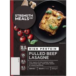 Strength Meals Co Frozen Pulled Beef Lasagne High Protein 350g