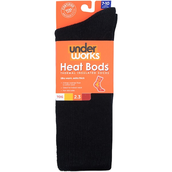 Underworks Mens Heat Bods Thermal Socks Black Size 7-10 each