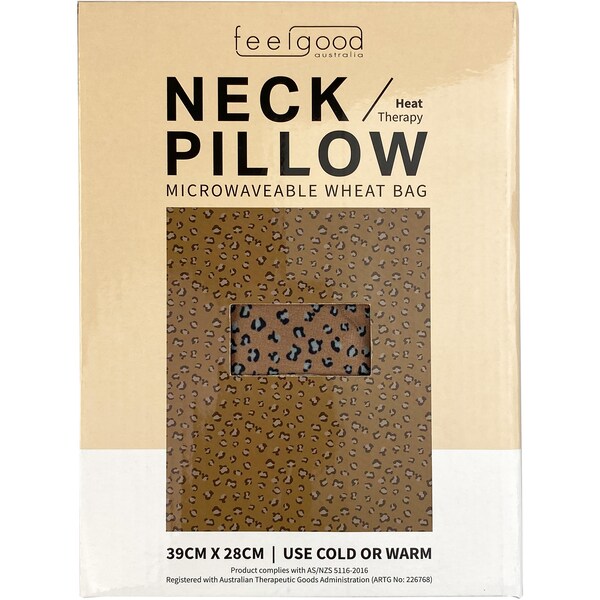 Feelgood Australia Neck Pillow Microwaveable Wheat Bag Leopard Each