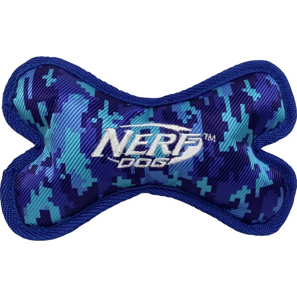 Nerf Camo Crunch & Squeak Bone Blue/Pink Dog Toy Each