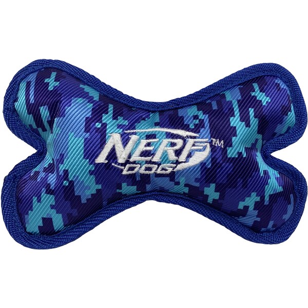 Nerf Camo Crunch & Squeak Bone Blue/Orange Dog Toy Each