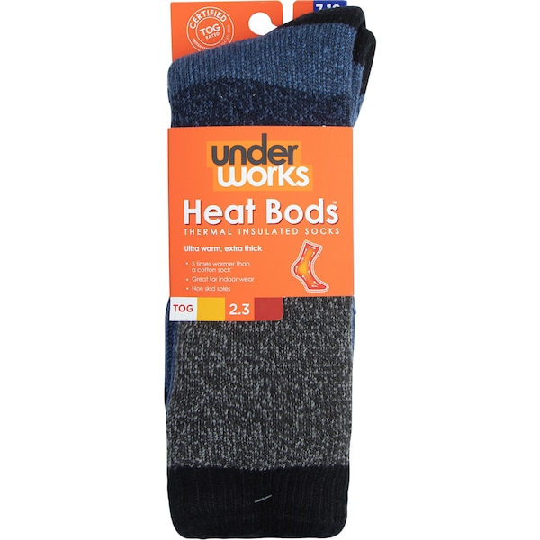 Underworks Mens Heat Bods Thermal Socks Blue Size 7-10 each | Woolworths