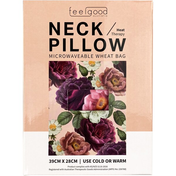 Feelgood Australia Neck Pillow Microwaveable Wheat Bag Peony Each