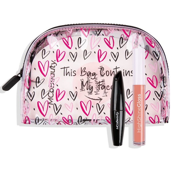 MCoBeauty Cosmetics Case With Lip Gloss Nude & Mini Mascara each