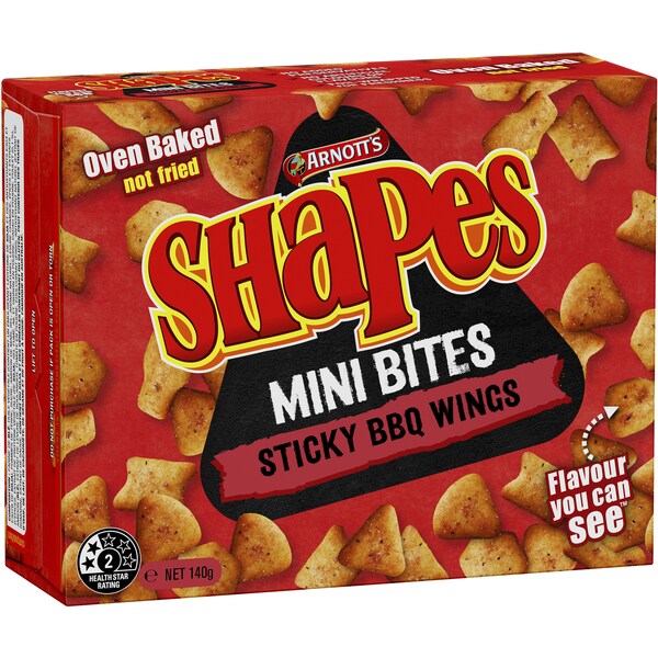 Arnott's Shapes Mini Bites Crackers Sticky BBQ Wings 140g