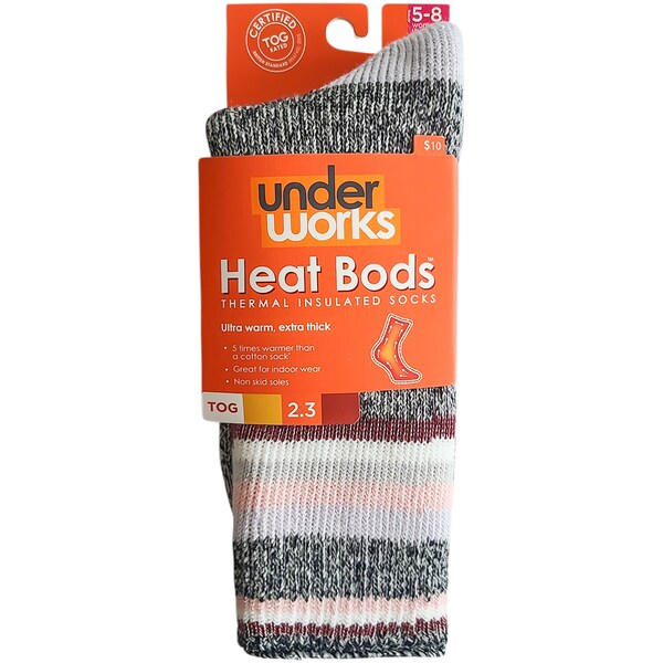Underworks Ladies Heat Bods Thermal Socks Black Size 5-8 each