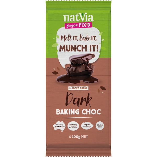 Natvia Baking Dark Chocolate Block 100g