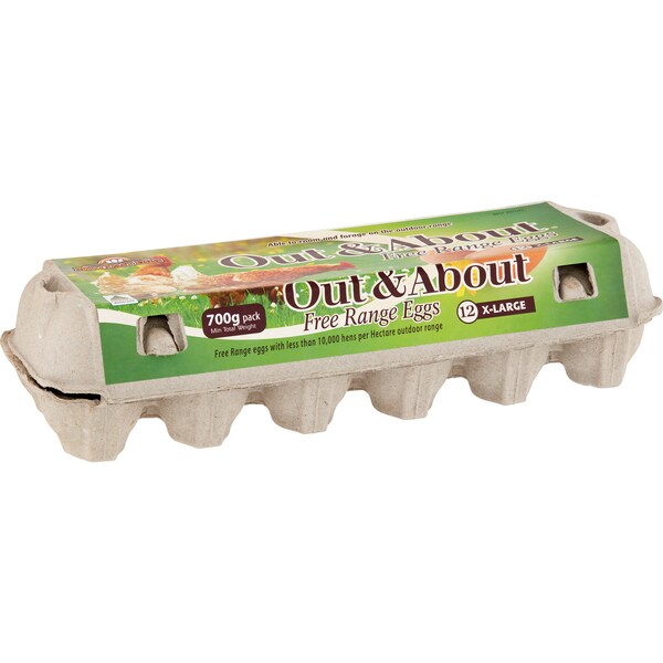 Out & About 12 Extra Large Free Range Eggs 700G