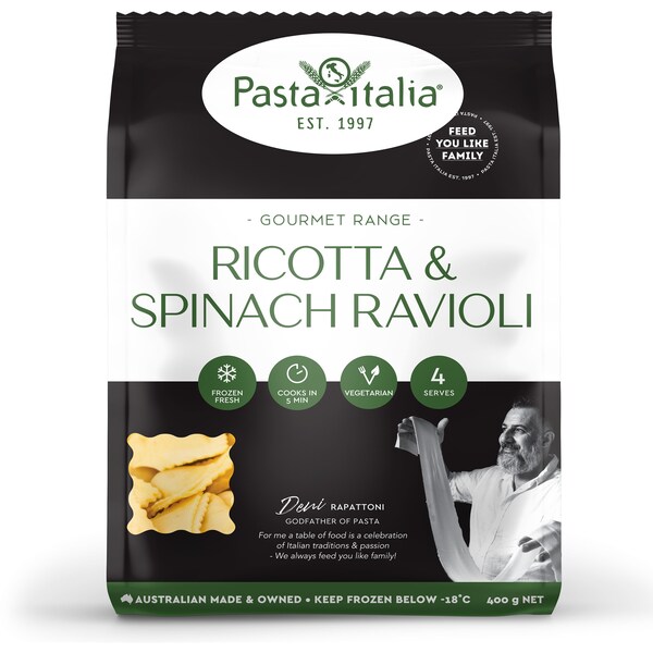 Pasta Italia Gourmet Spinach & Ricotta Ravioli Frozen Meal 400g