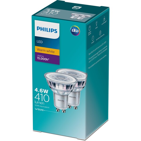 Philips Led Gu10 Warm White 2 Pack