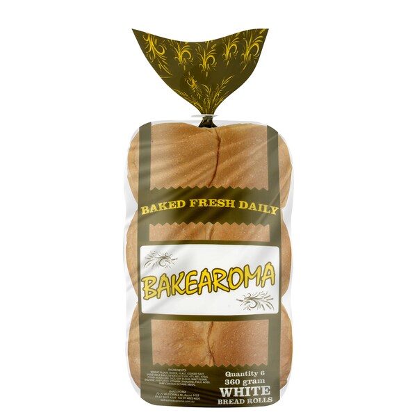 Bakearoma White Bread Hamburger Rolls 360g