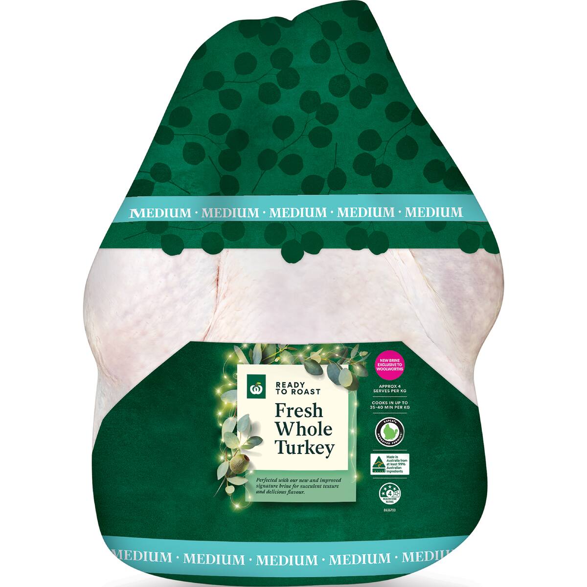 Woolworths Fresh Whole Turkey Medium Medium 4kg 5kg bunch