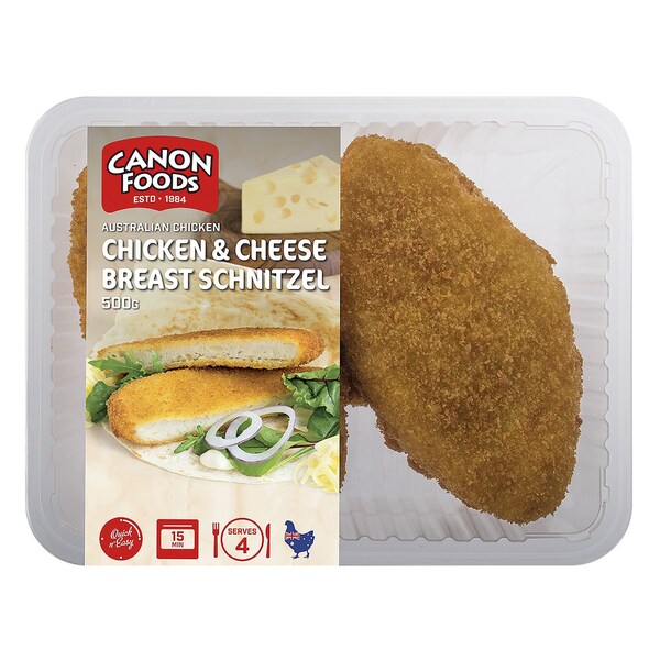 Quick Cook Crumbed Chicken & Cheese Schnitzel 500g